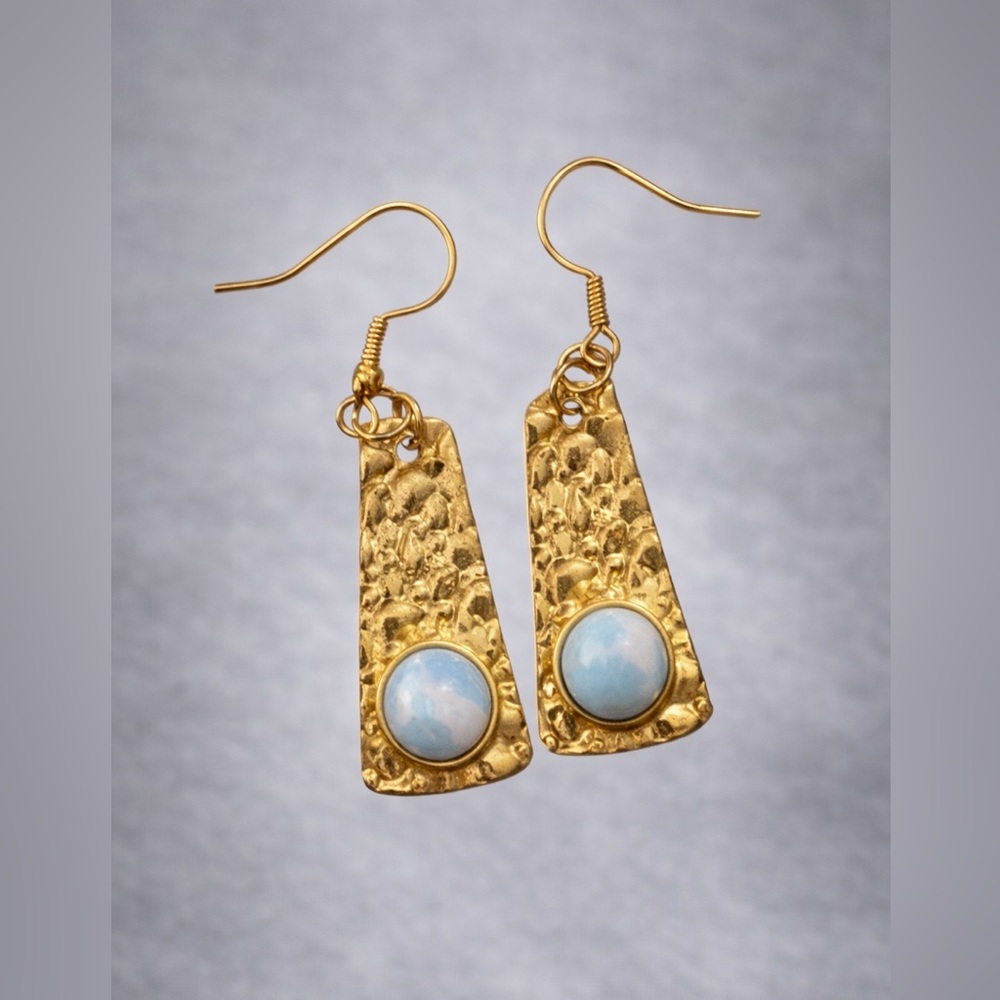Elegant Gold and Blue Dangle Earrings